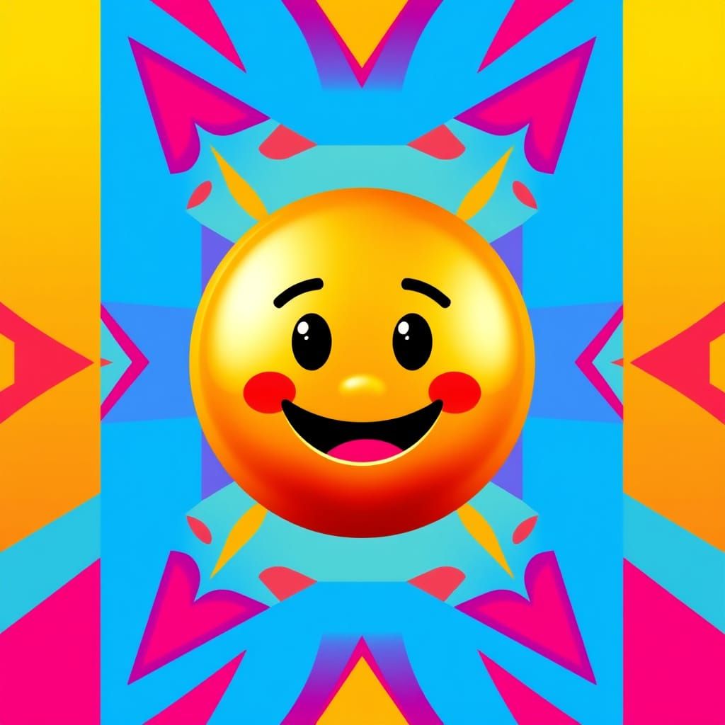 Vibrant Pop Art Emoji in Triadic Color Scheme