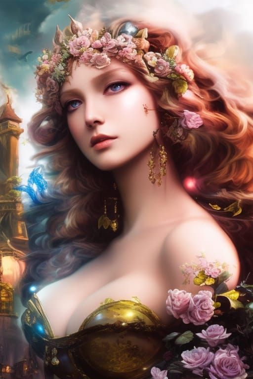 Mona Lisa as Fractalpunk Princess: Digital Masterpiece