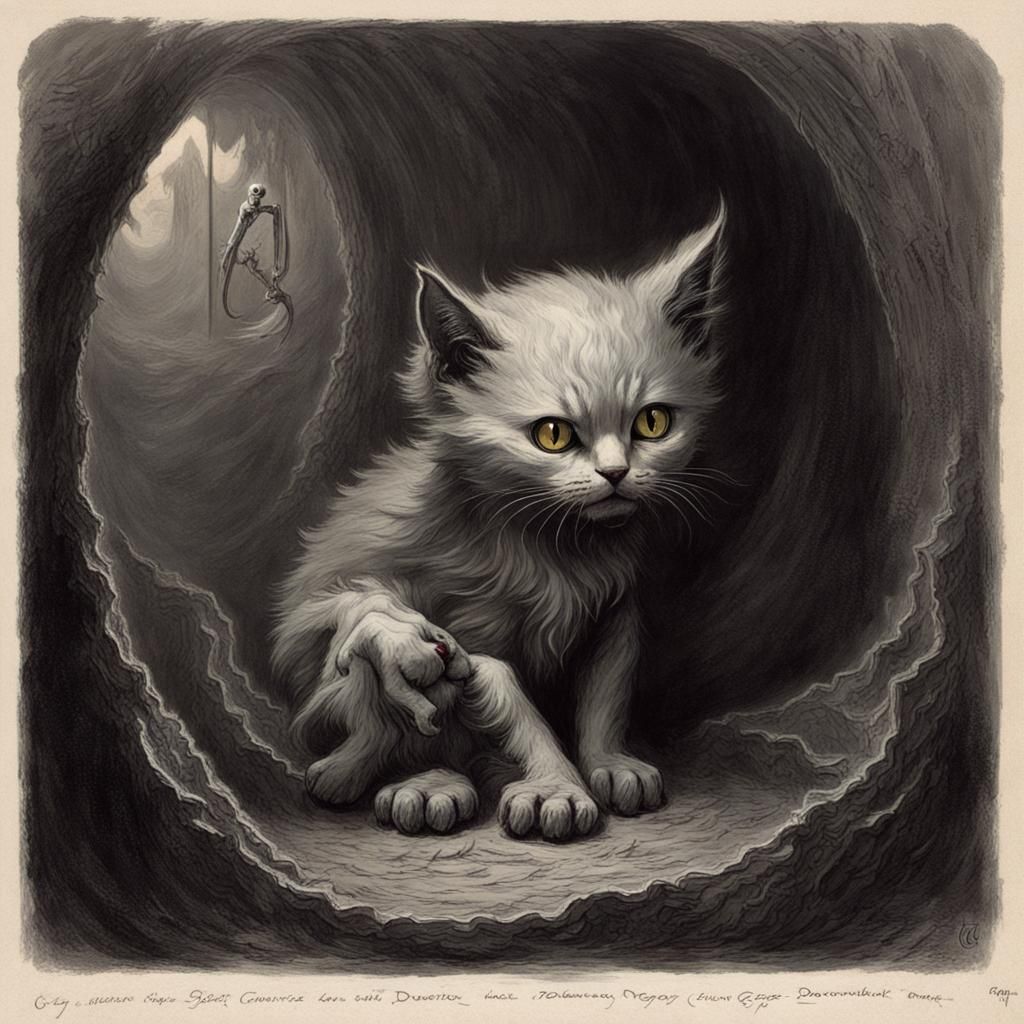 Demonic Kitten in Horror Style