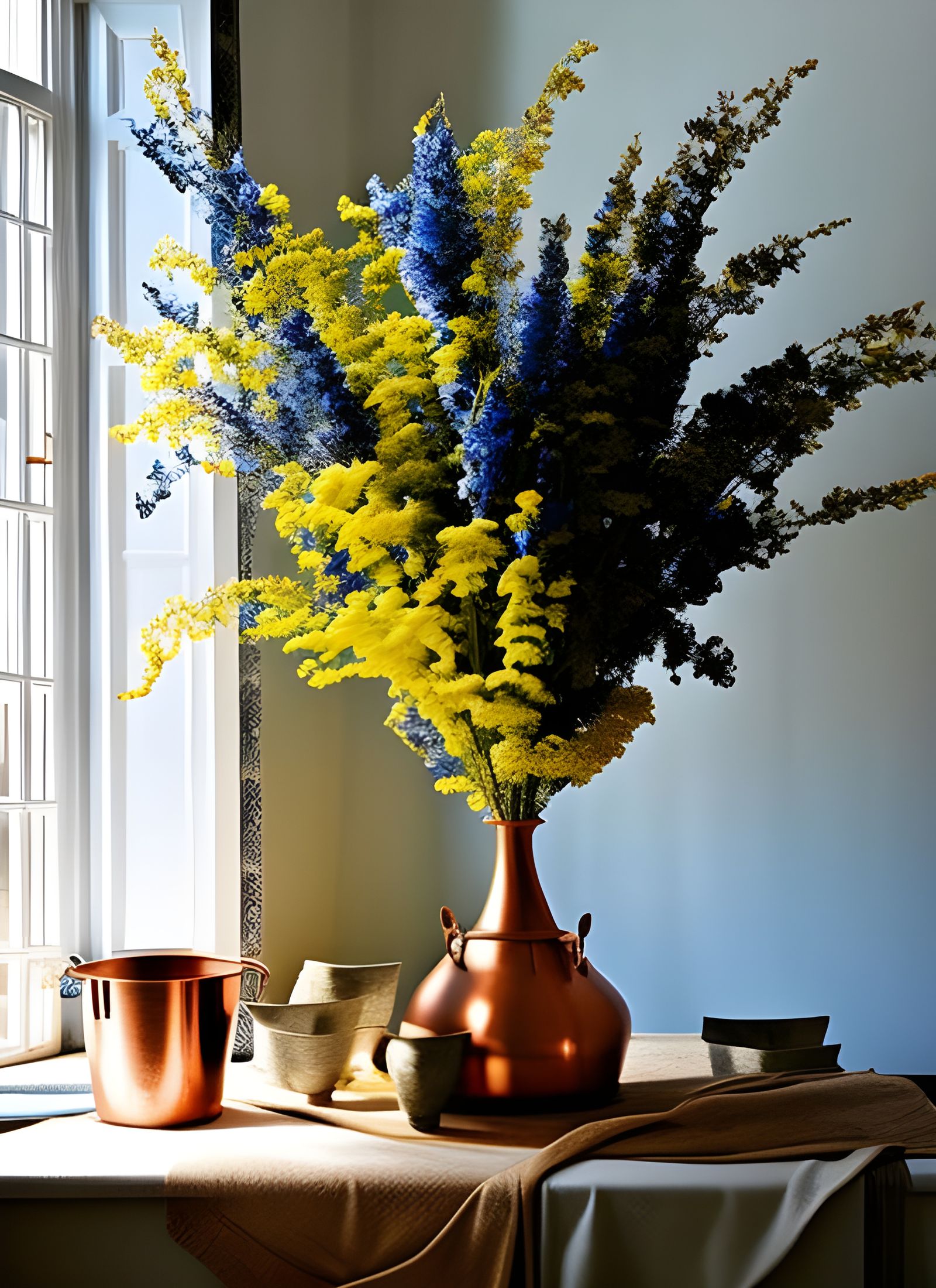 Still Life of Dried Flowers in Hyperreal Style