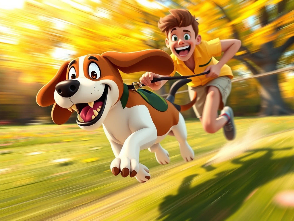 Beagle's Wild Dash in 2.5D Animated Style