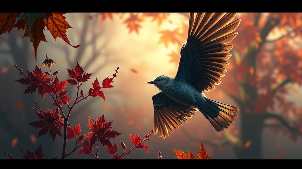 Autumnal Bird Migration: Detailed Matte Painting