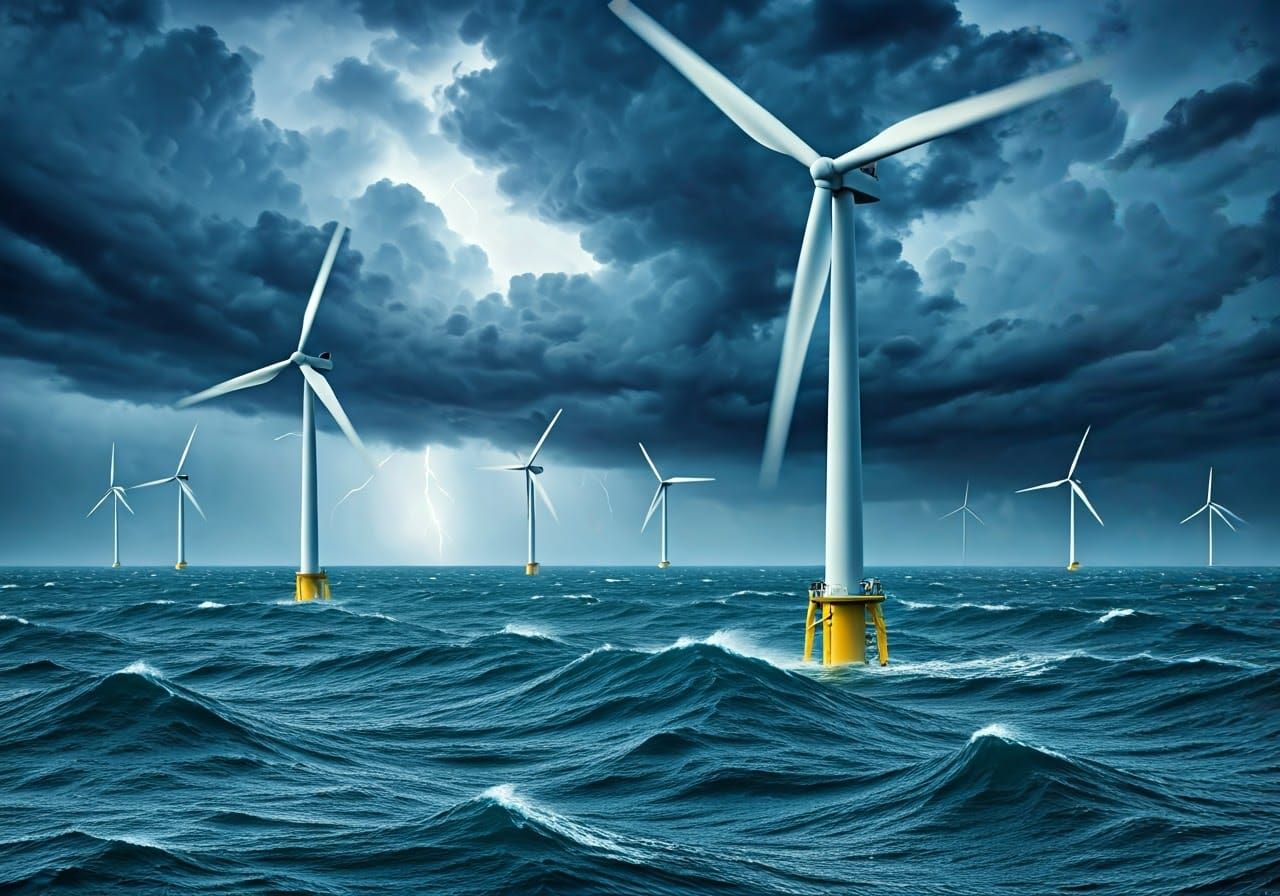 Wind Turbines in Storm: Aivazovsky and Turner Inspired