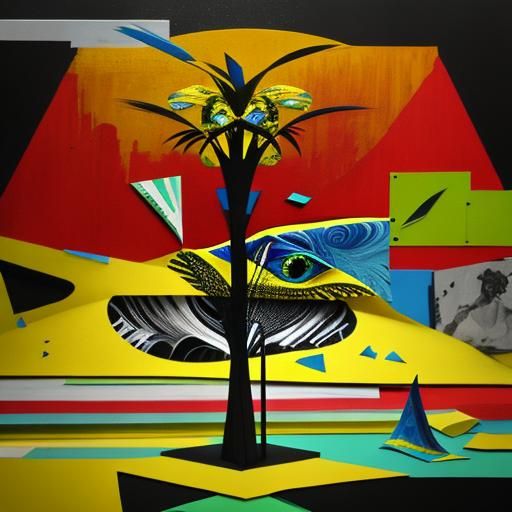 Colorful Dadaist Composition in Photorealistic 3D