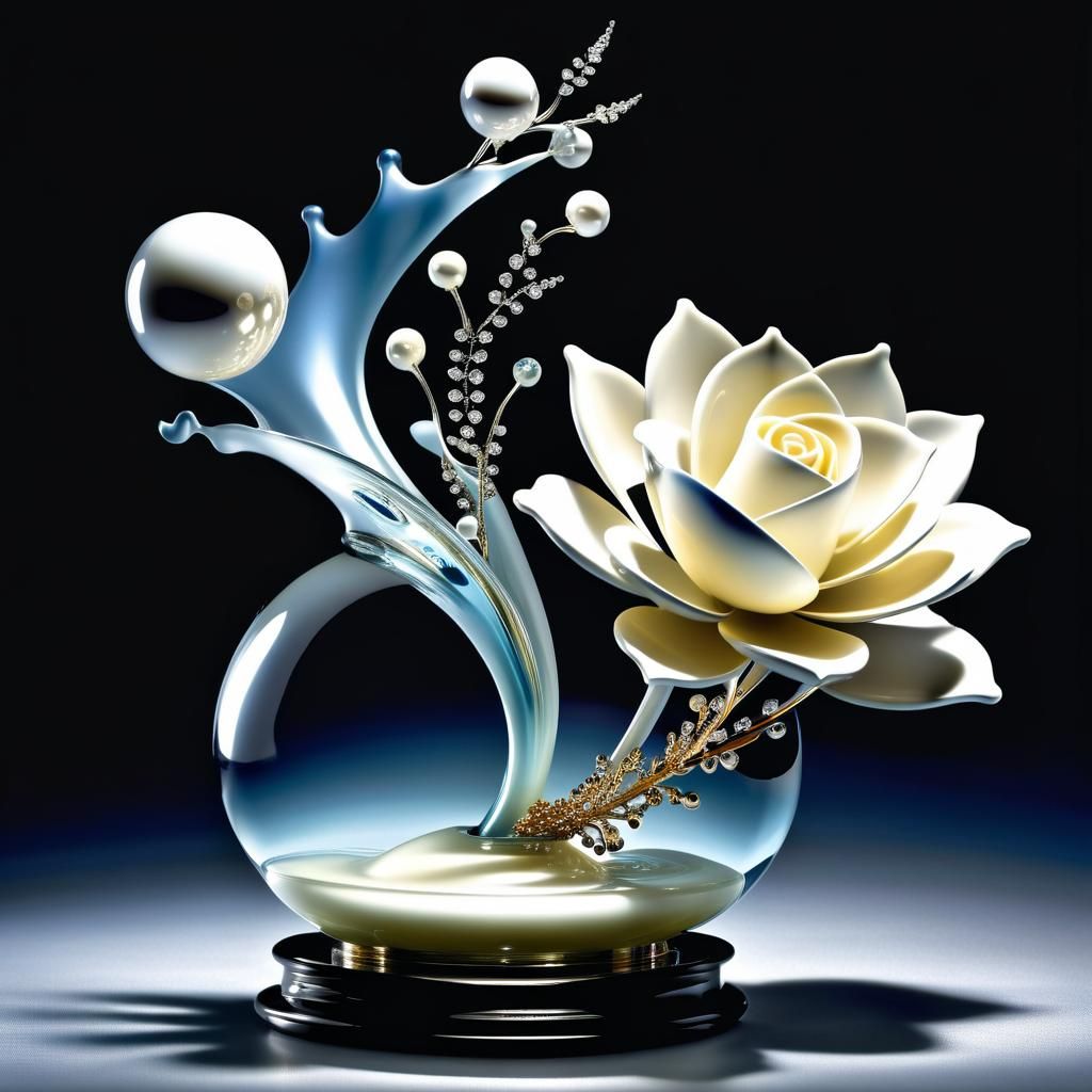 Elegant Ferro Fluid Face in Art Nouveau Style