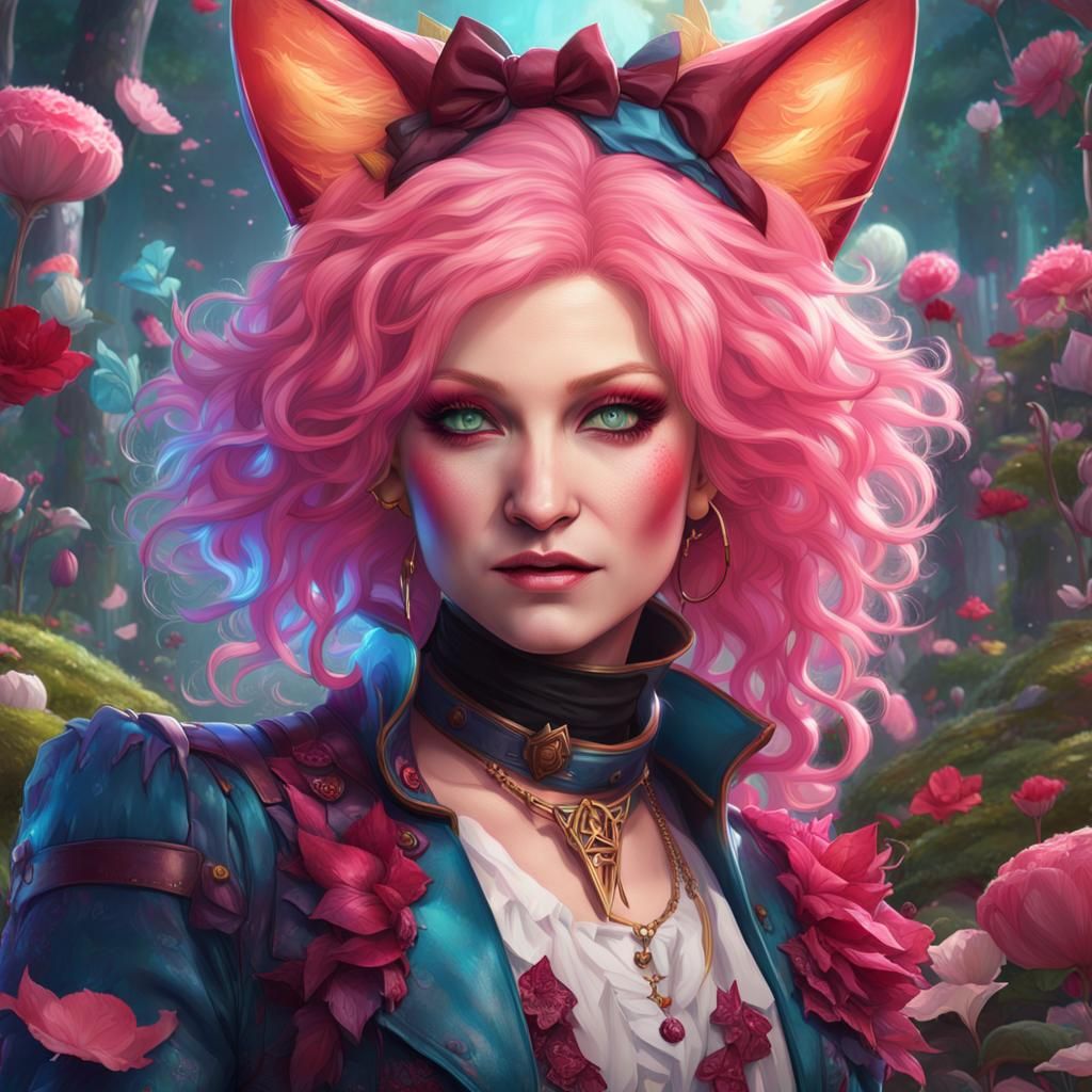 Catgirl in Wonderland: Hyperdetailed Digital Portrait