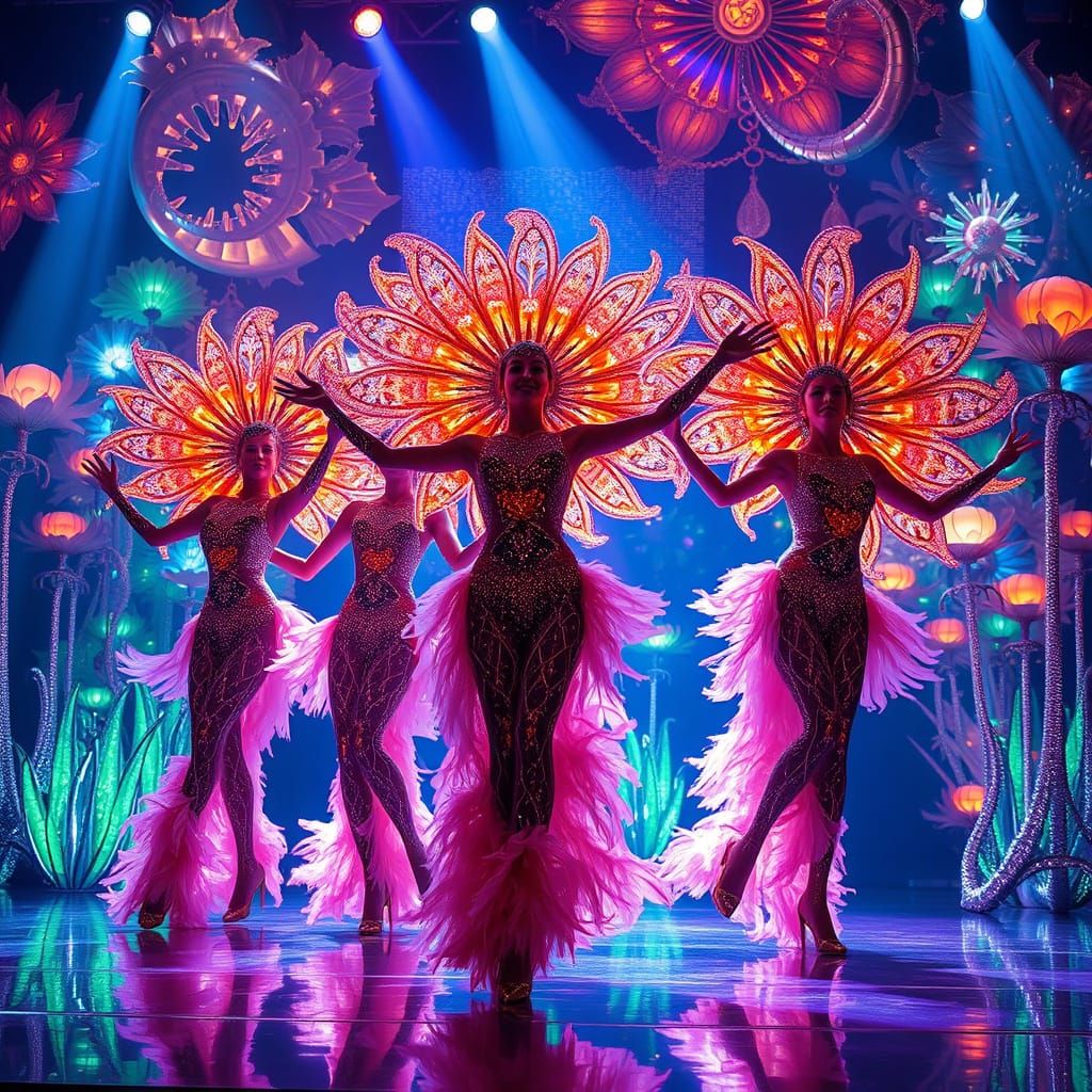 Kaleidoscopic Fantasy Stage Act in Haeckel and Klimt Style