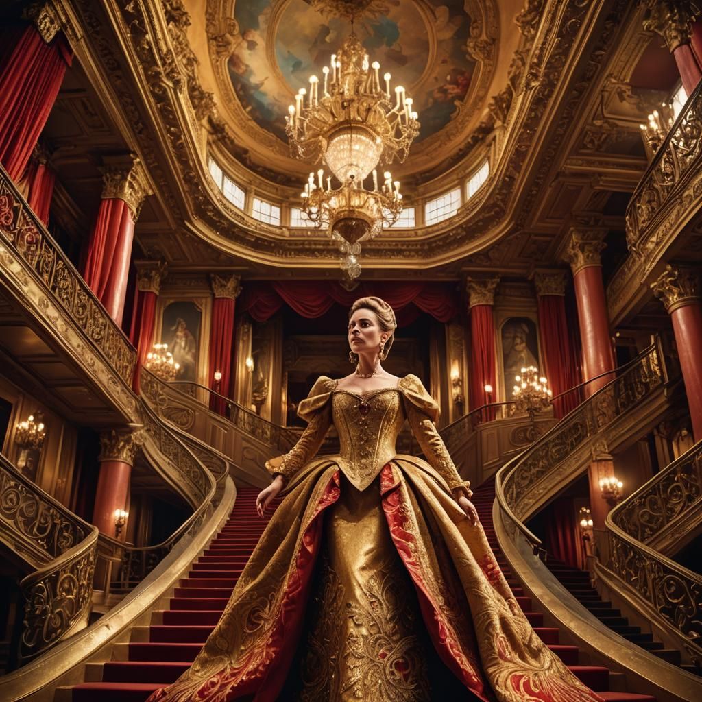 Surreal Opera House with Soprano in Baroque Style