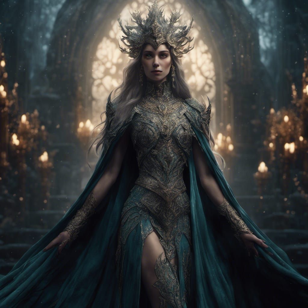 Winter Elf Queen in Silk Evening Wear