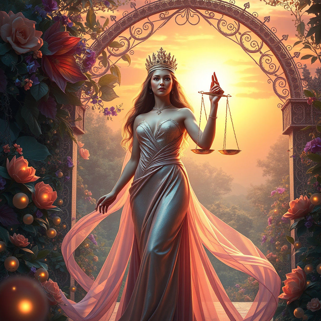 Libra Zodiac Sign in a Mystical Realm