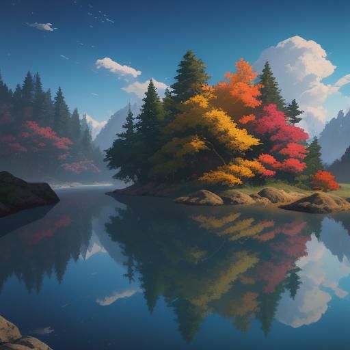 Geometric Fauvism in Anime Style Oil Painting