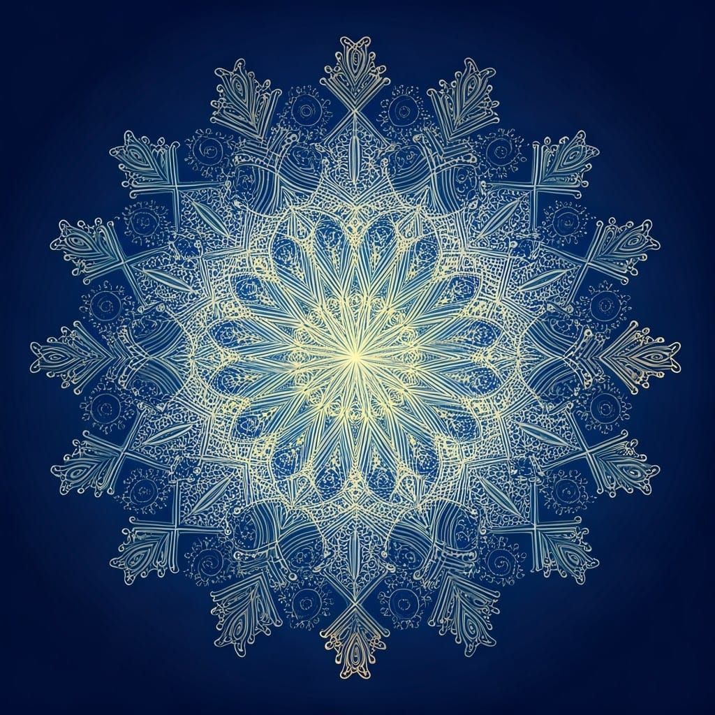 Fractal Snowflake with Perfect Symmetry and Intricate Line A...