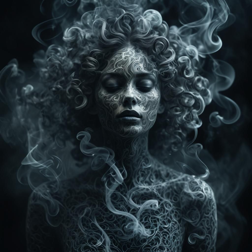 Smoky Goddess Portrait in Dark Fantasy Style