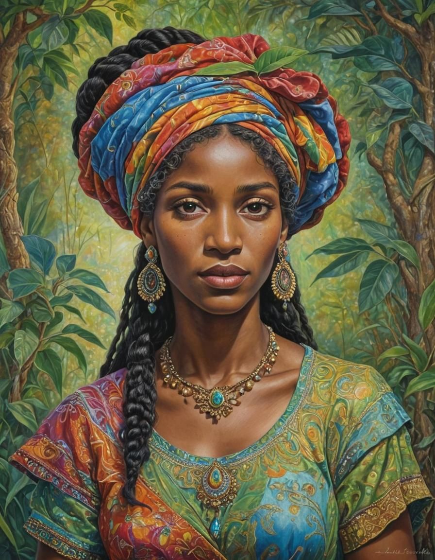 Gullah Geechee Woman in Contemporary Impressionist Style