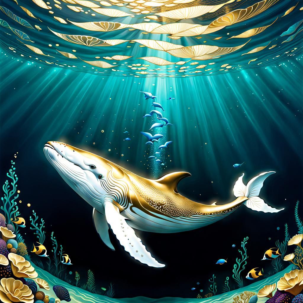 Golden whale. Klimt style