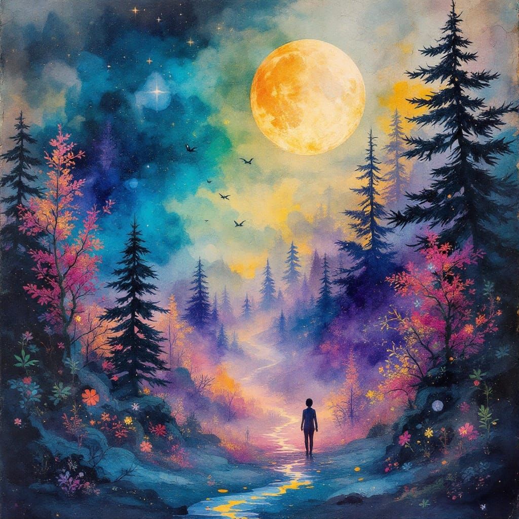 Moonlit Dreamscapes in Watercolour and Ink