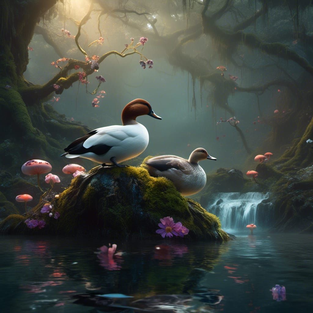 <lora:Kyoot:1.0> Canvasback duck male and female. detailed m...