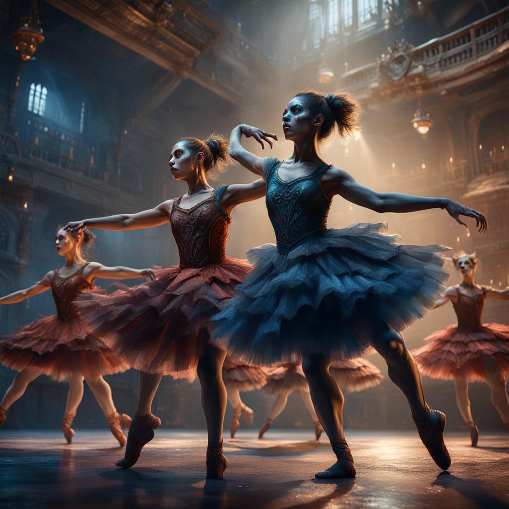 Fantasy Werewolf Ballet Dancers in Detailed Digital Art