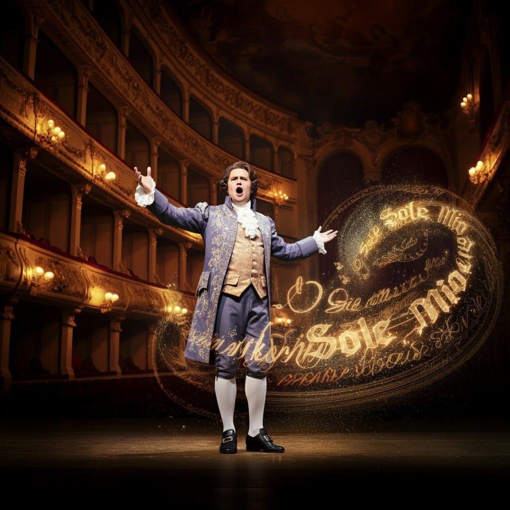 Opera Singer's Luminous Aria in Dreamlike Style