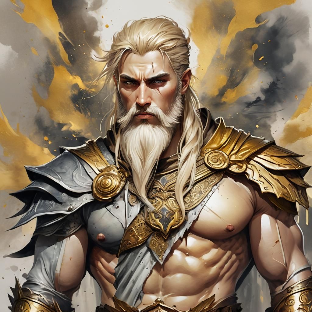 Aasimar Cleric in Watercolor Splash Art Style