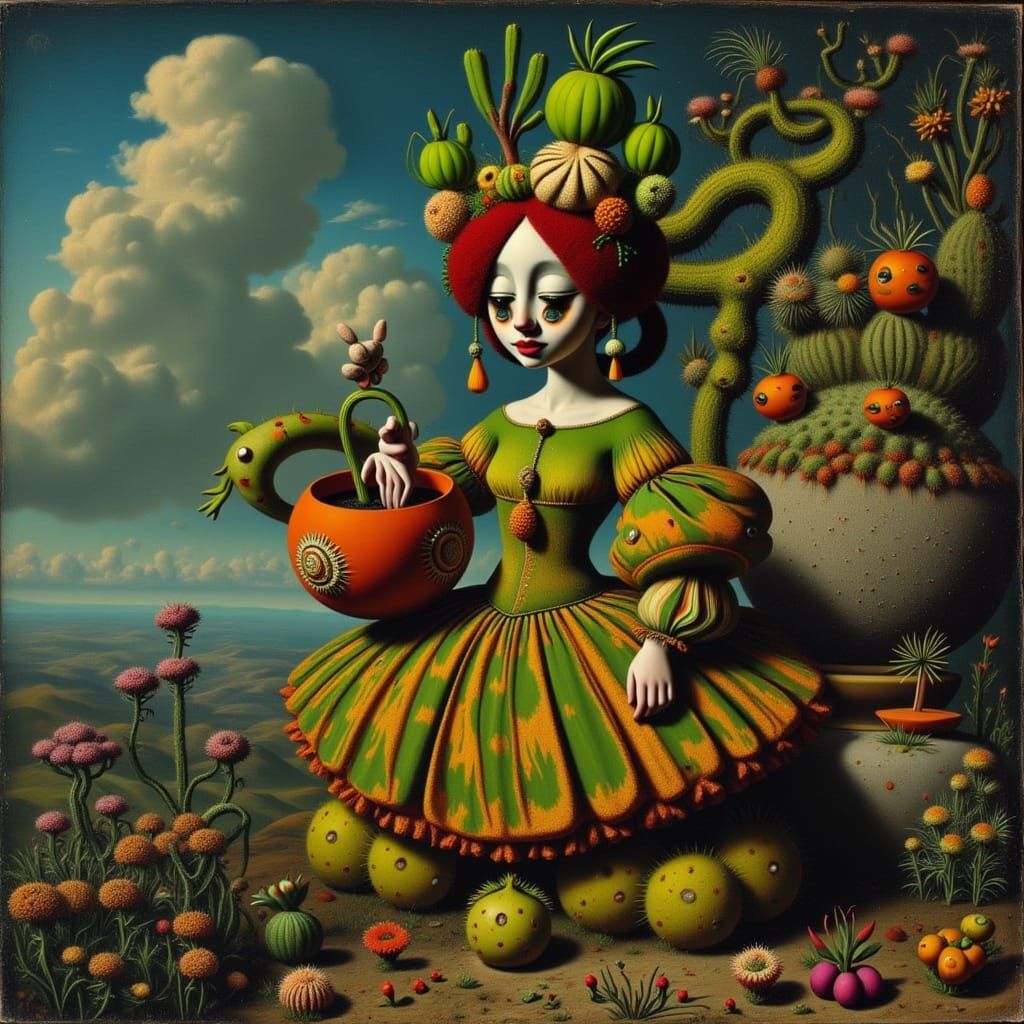 Cactus People in Chiaroscuro Style