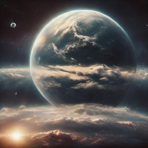 Super-Earth in Space with Nebula Background