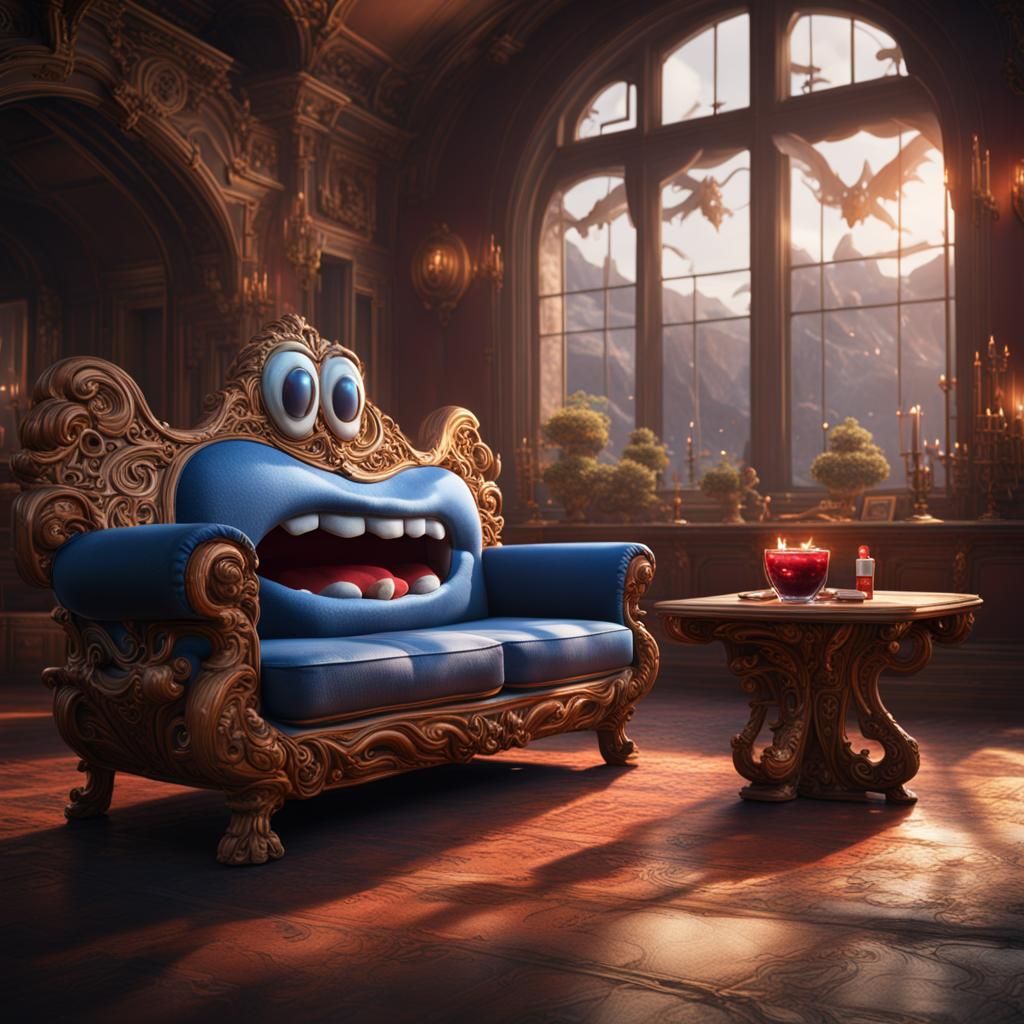Surreal Open Mouth Couch: Fantasy Concept Art