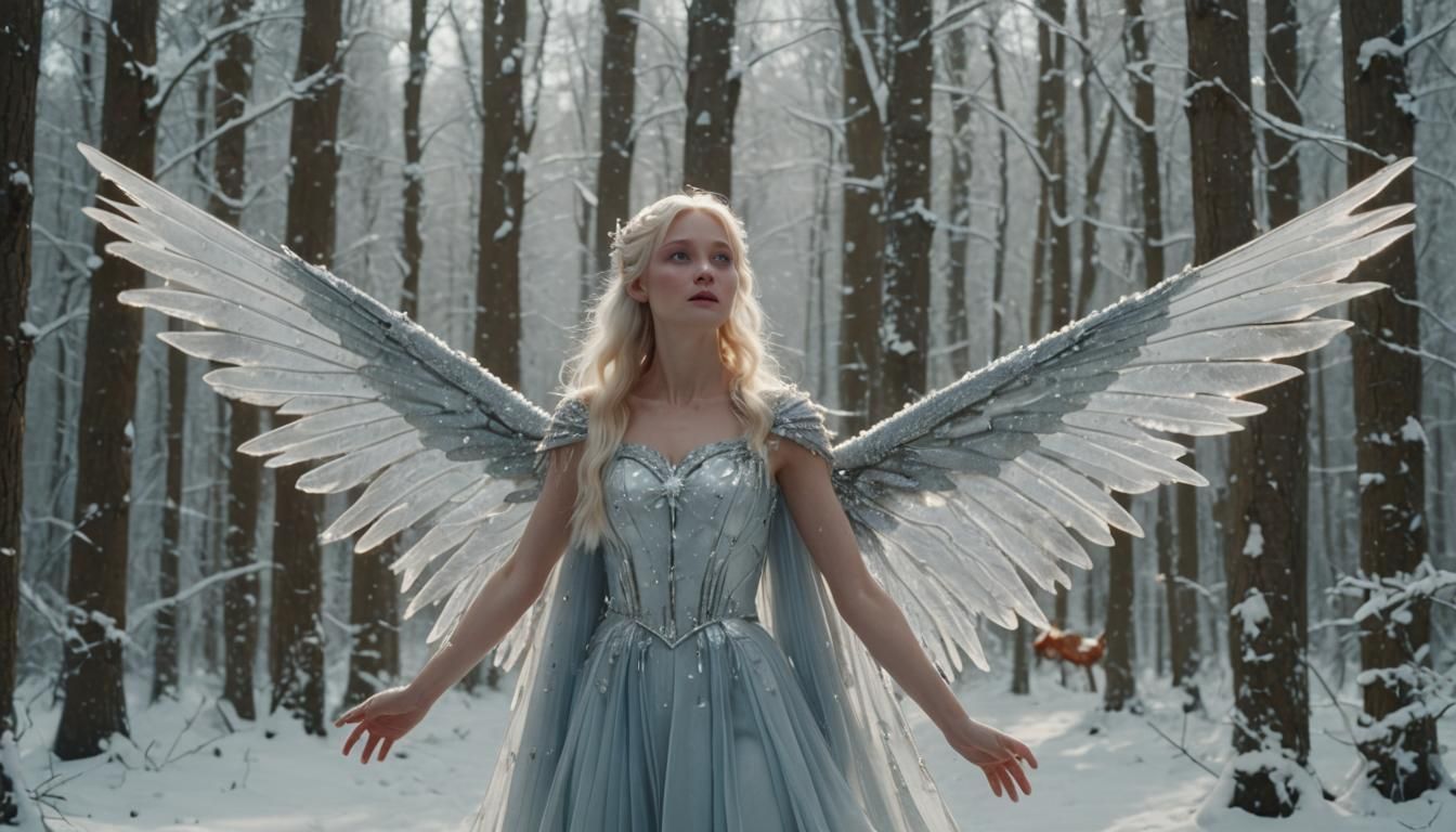 Snow Fairy in Winter Forest
