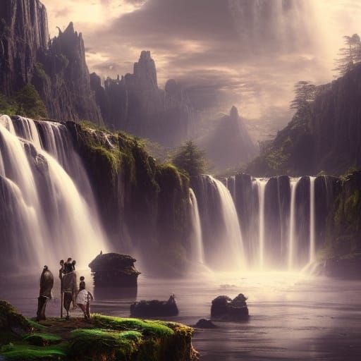 Epic Waterfall Digital Matte Painting