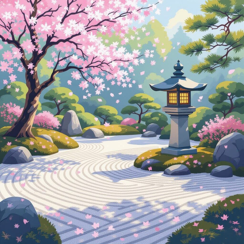 Japanese Tea Garden in Color Field Style