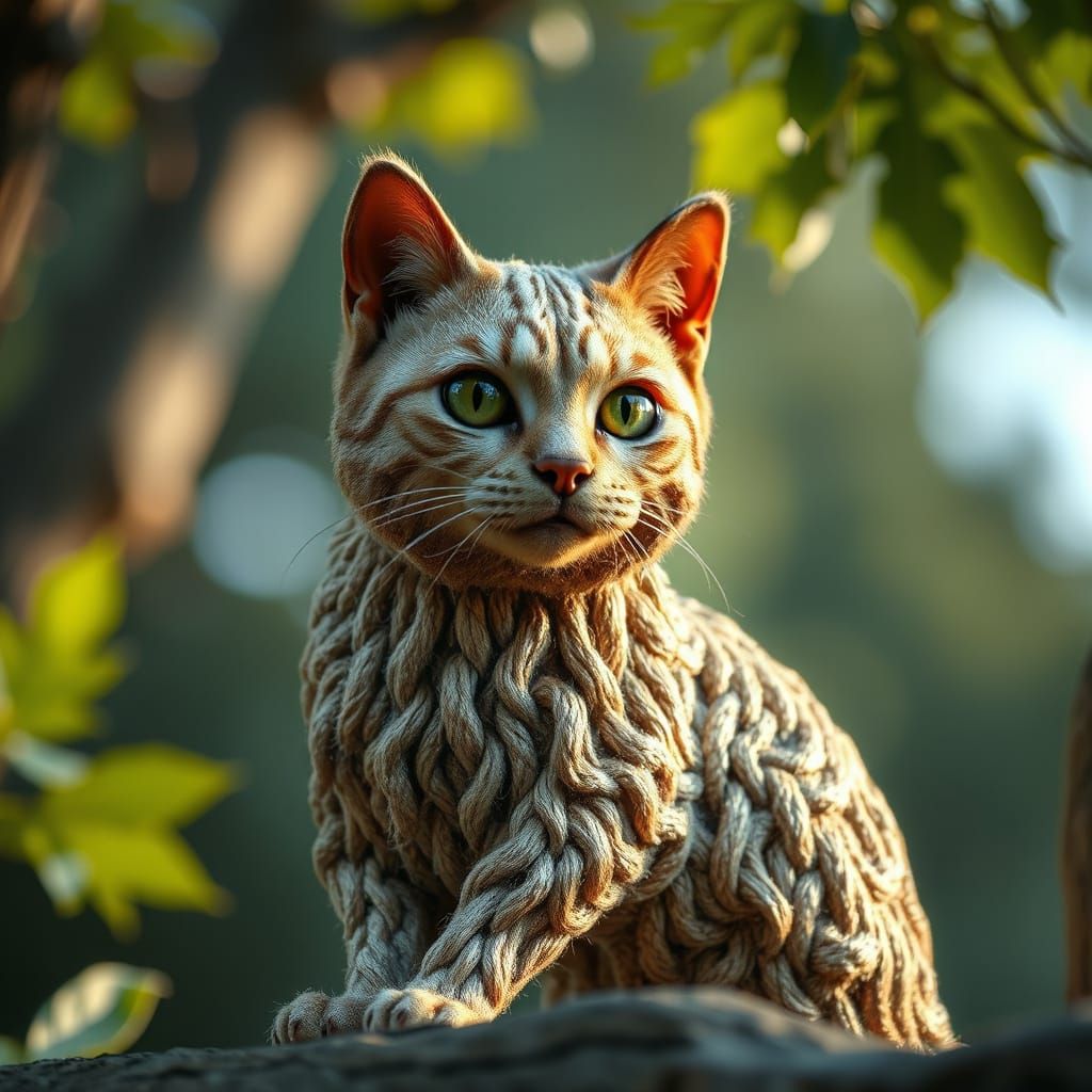 Glistening Barbe à Papa Cat in Whimsical Wildlife Photograph...