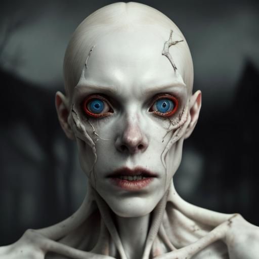 Furious Pale Figure in Dark Expressionism Style