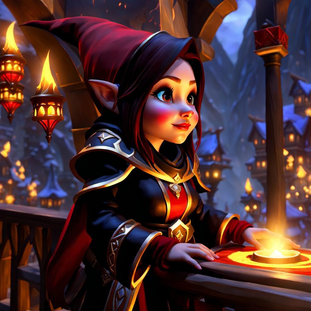 Gnome Warlock in World of Warcraft Style