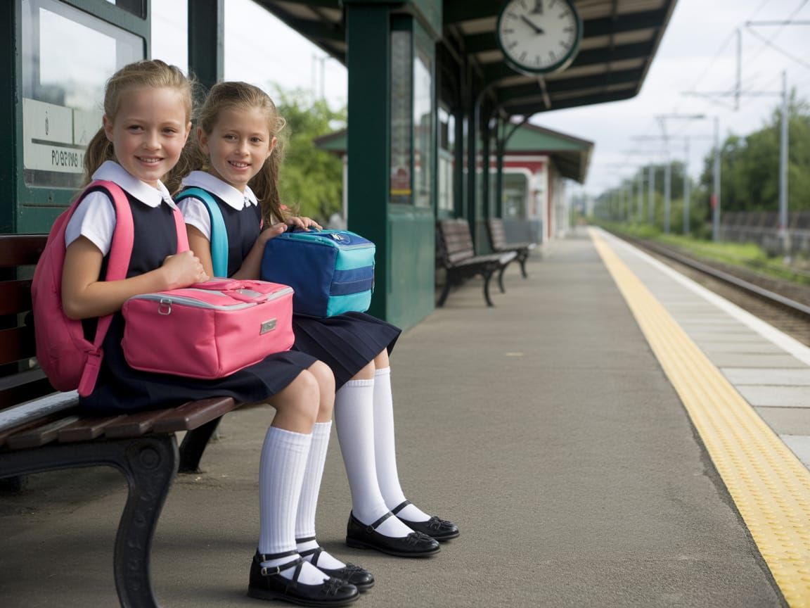 Schoolgirls Awaiting the Train