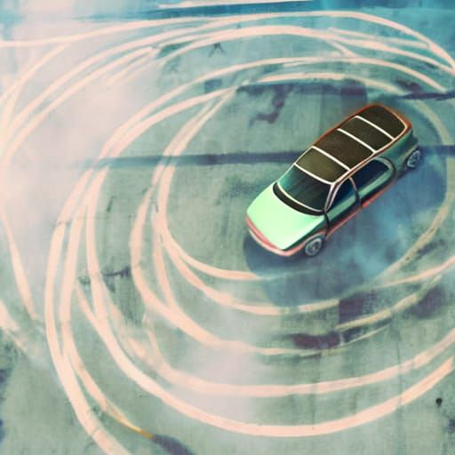 Aerial Car View in Digital Matte Painting Style