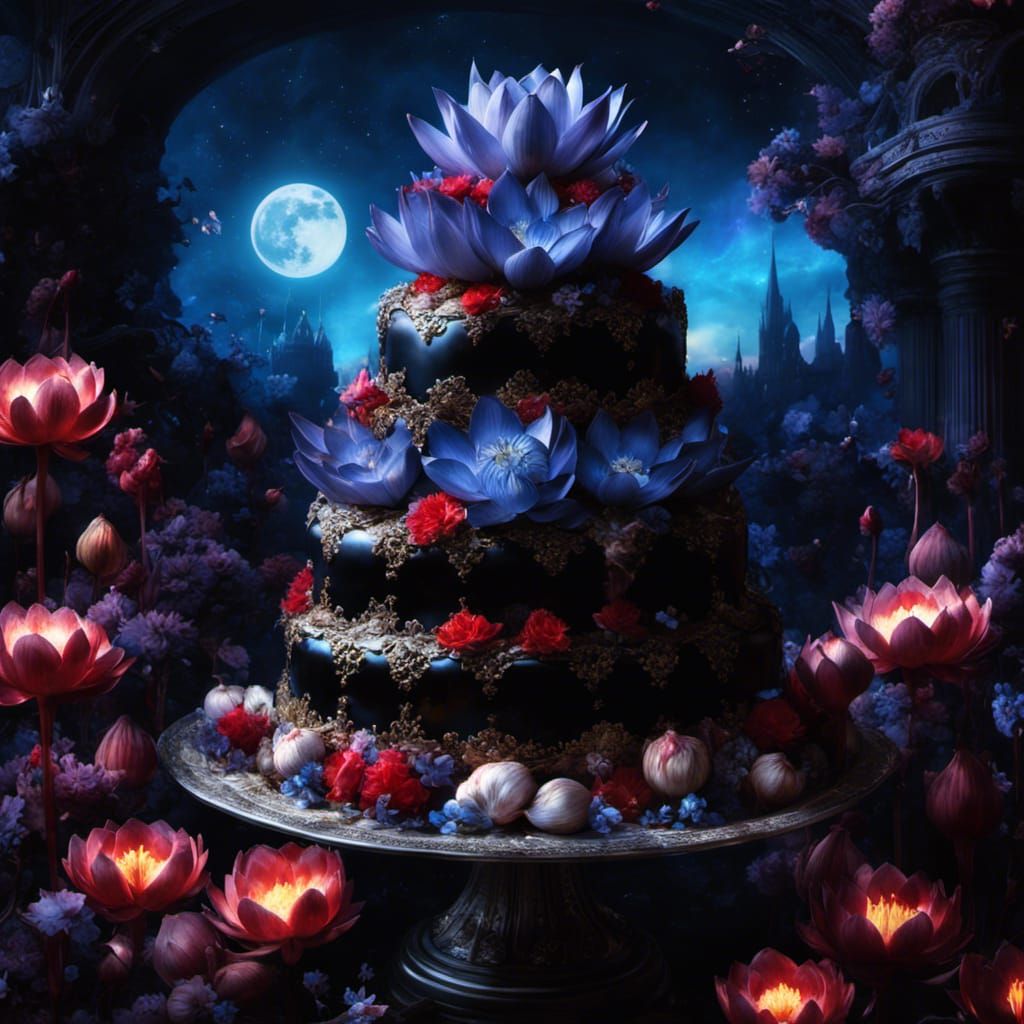 Asmodina Devruhadabra's Garlic Lotus Vampire Goth Birthday Cake