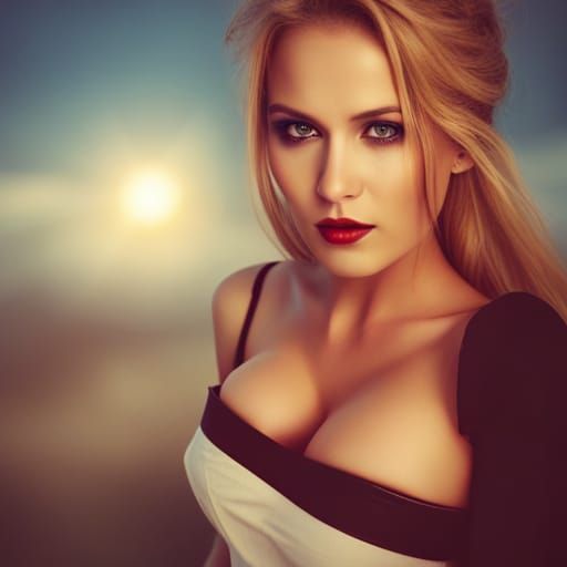 Beautiful Blonde Pirate with Open Shirt in Divine Light