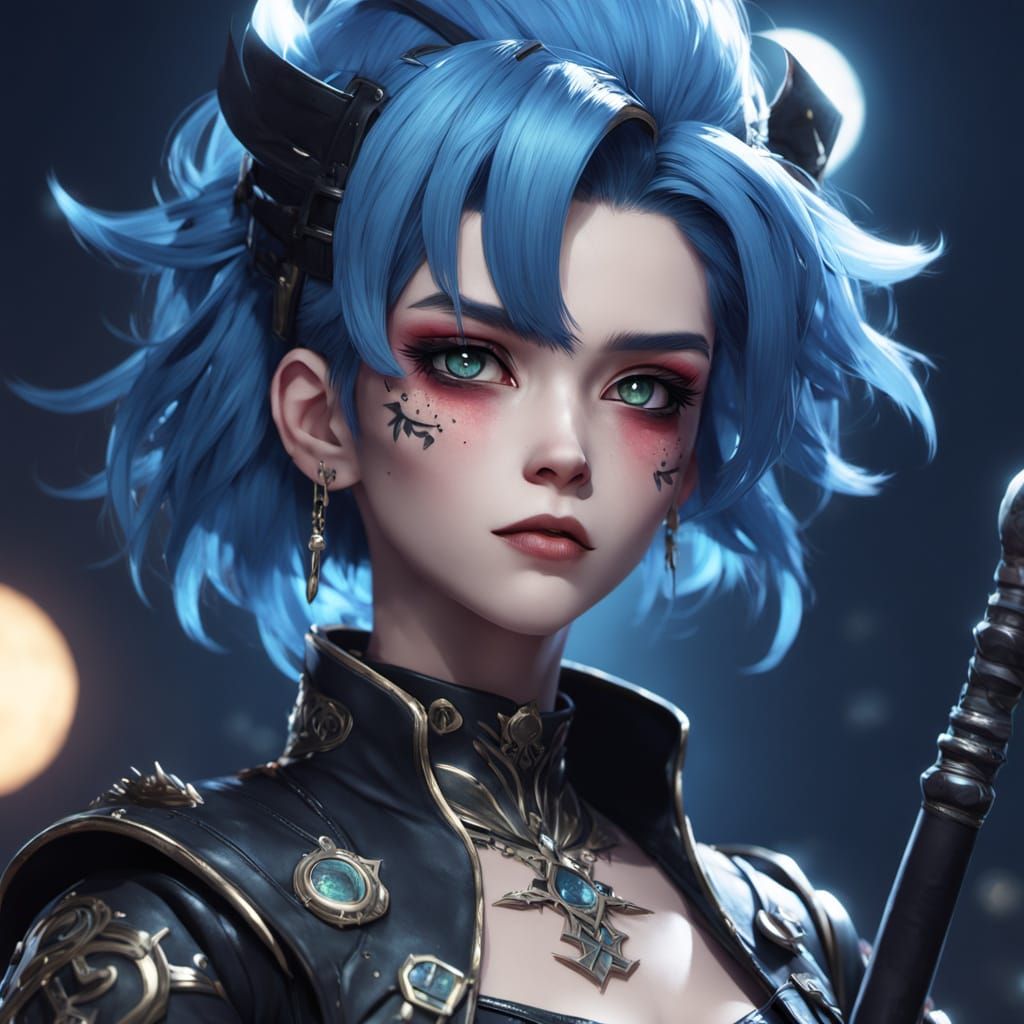 Rockabilly Bride of Frankenstein in 3D Anime Art