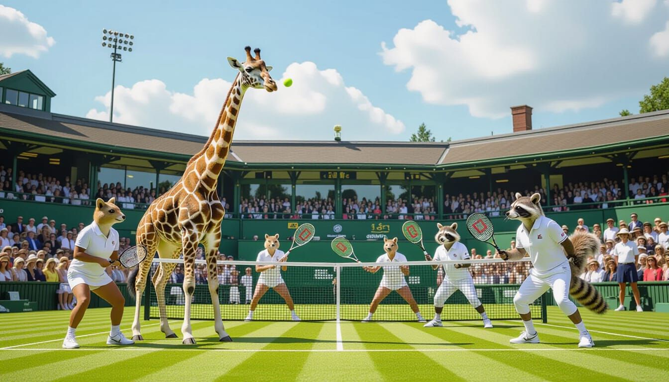 Animals Play Tennis at Wimbledon in Whimsical Style