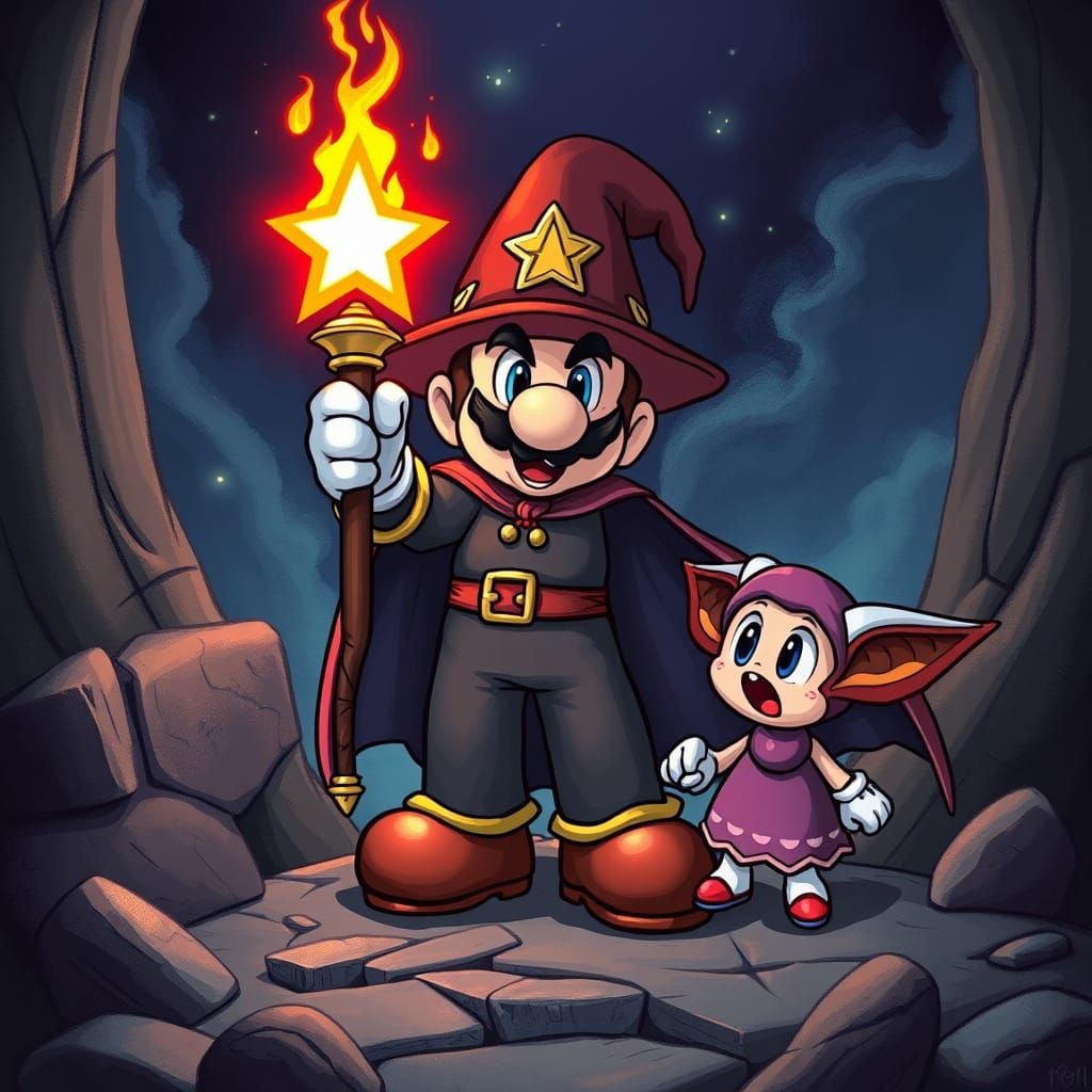 Corrupted Mario Lord Zekk Wields Star Rod in Dark Fantasy