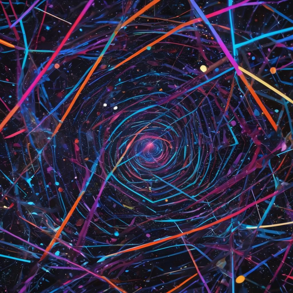 Geometric Abstraction in Neon-Lit Sci-Fi Space