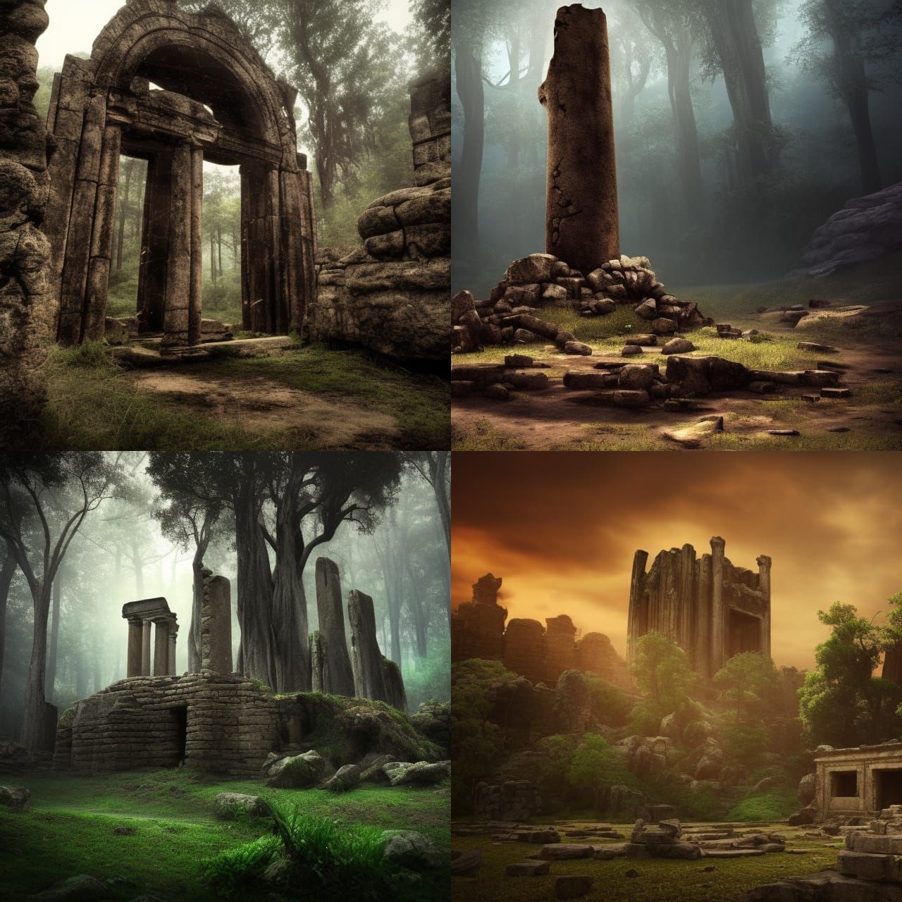 Mysterious Ancient Rock Ruins in Forest