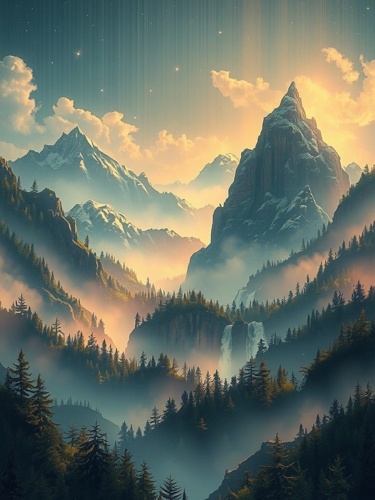 Enchanting Dreamscape in Stipple Effect, HDR Art