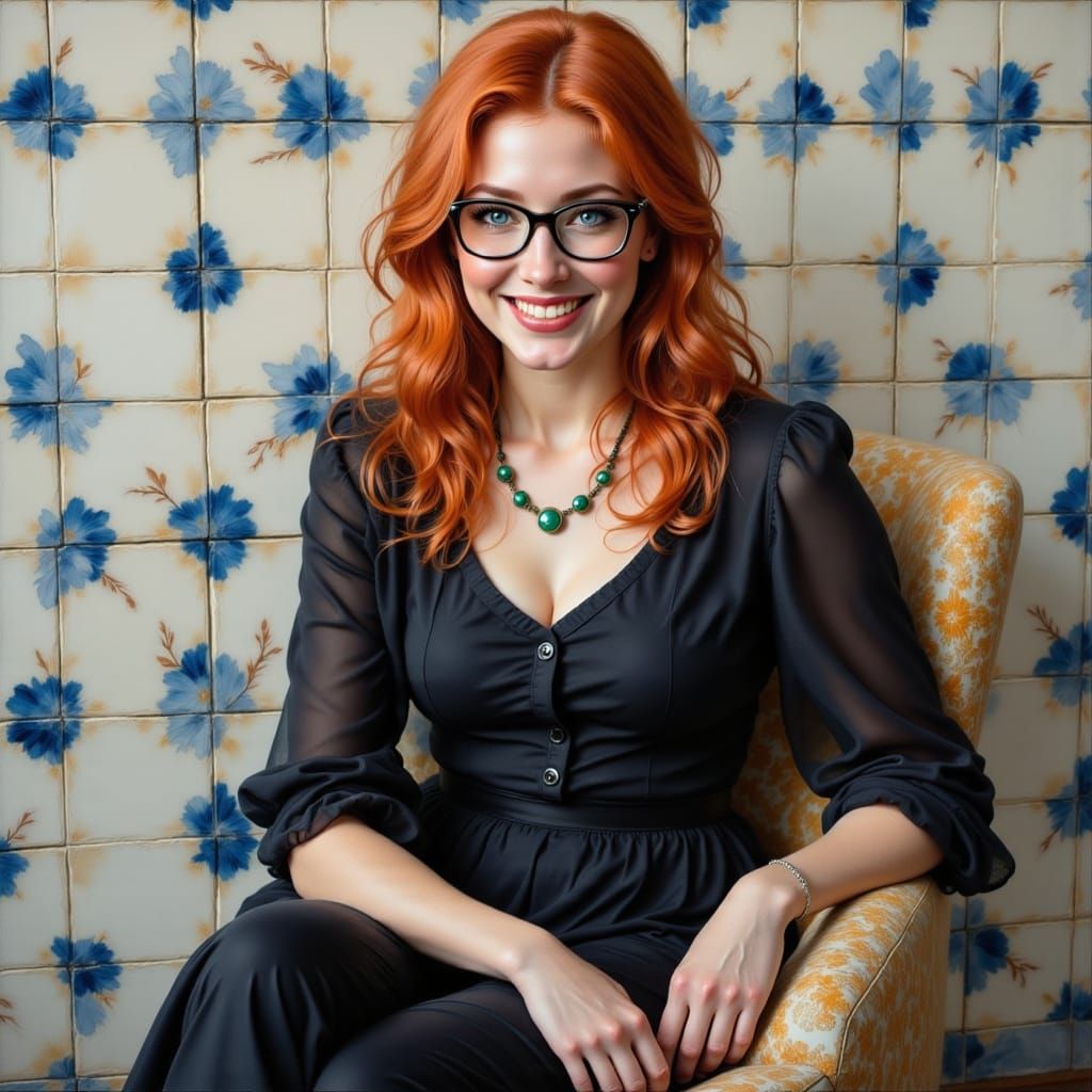 Redhead Portrait in Oil Painting Style