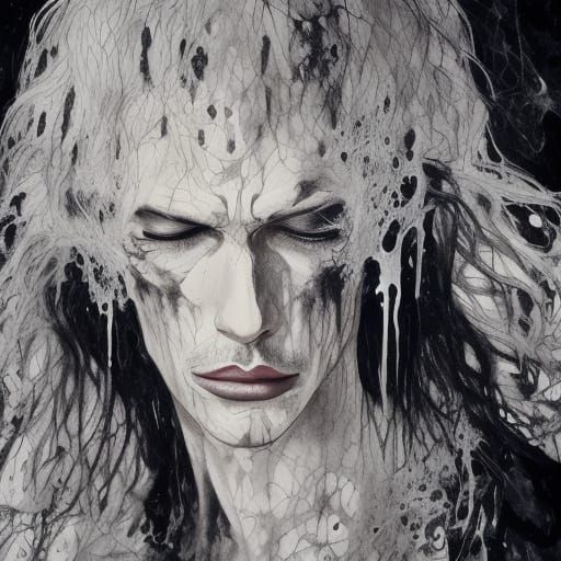 Surreal Sleeping Face Melts into Chair in Eerie Void