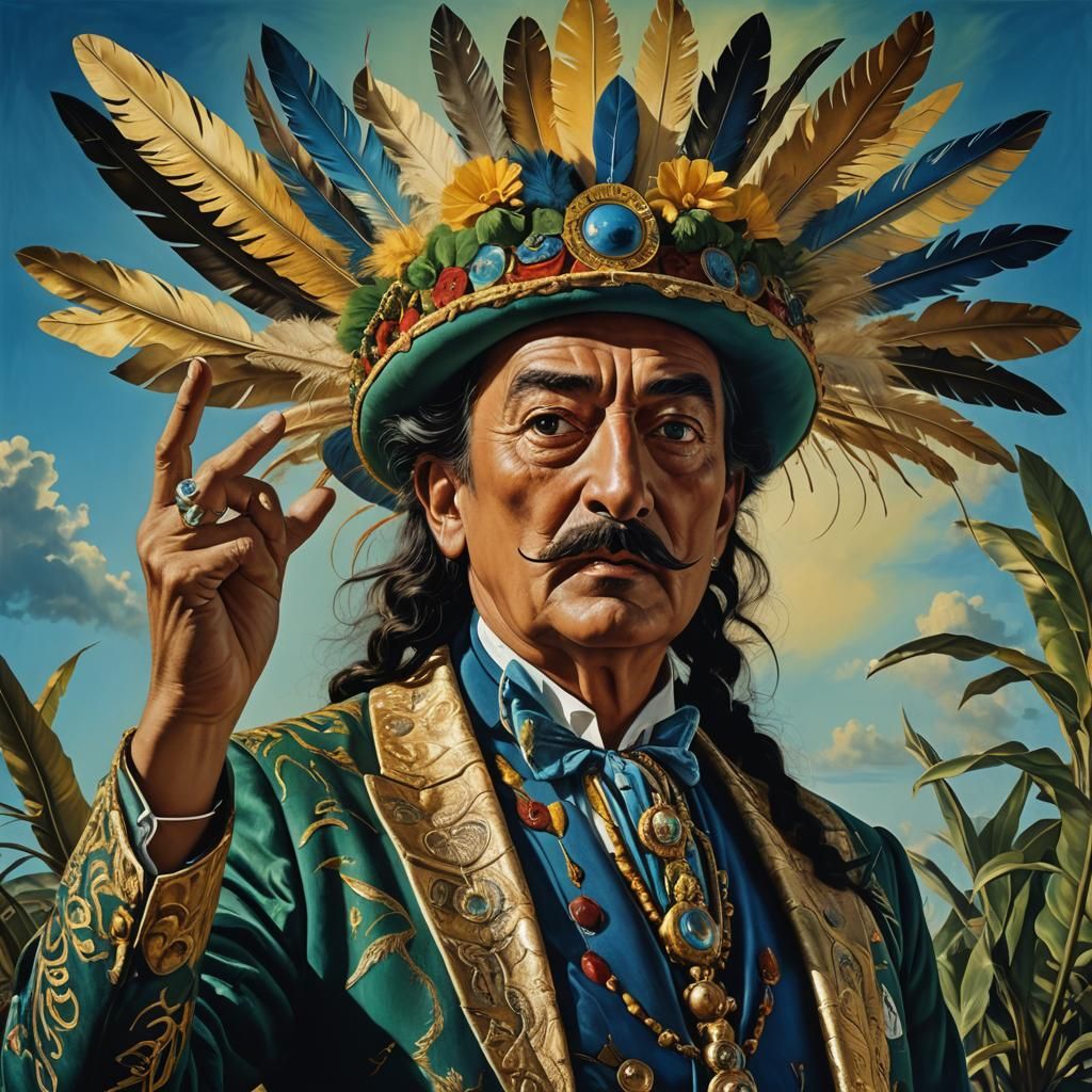 Surreal Portrait of Man in Indigenous Attire