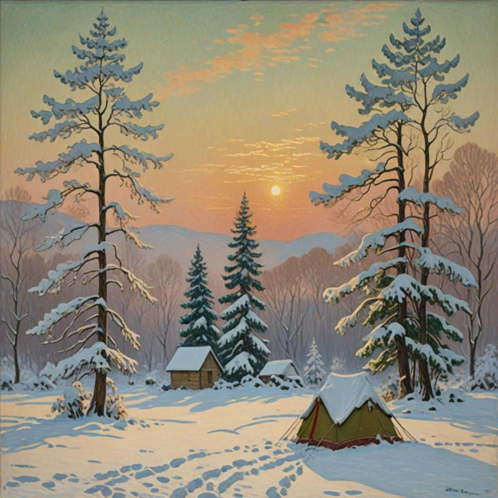 Serene Winter Landscape with Lone Figure