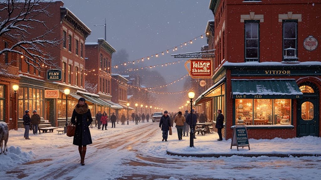 1950s Midwestern Street Scene in Rockwell Style