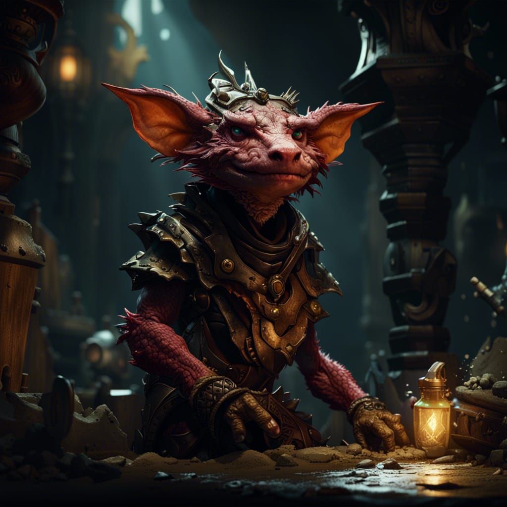 Detailed Kobold in Dark Fantasy Style