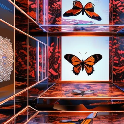 Purple Butterfly in Crystal Box: Fantasy Art